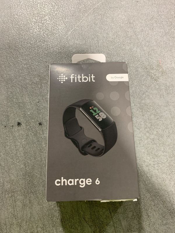 Photo 1 of Fitbit Charge 6 Fitness Tracker with Google apps, Heart Rate on Exercise Equipment, 6-Months Premium Membership Included, GPS, Health Tools and More, Obsidian/Black, One Size (S & L Bands Included)