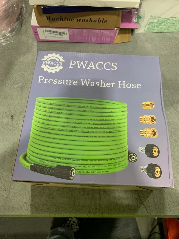 Photo 1 of PWACCS Pressure Washer Hose for Power Washer – 3600 PSI Kink Resistant Pressure Washing Extension Hose 50 FT x 1/4" – Universal Electric Power Wash Hose for Replacement – Compatible with M22 Fittings
