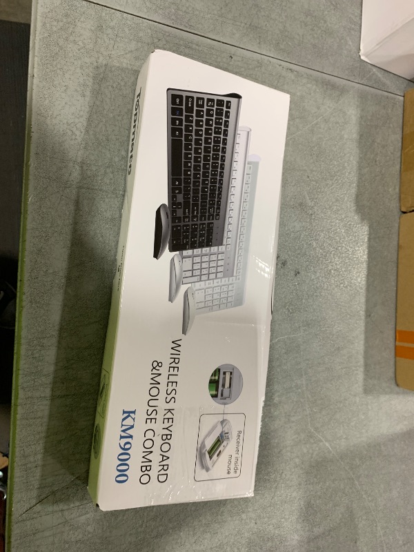 Photo 1 of Wireless Keyboard and Mouse Ultra Slim Combo, TopMate 2.4G Silent Compact USB 2400DPI Mouse and Scissor Switch Keyboard Set with Cover, 2 AA and 2 AAA Batteries, for PC/Laptop/Windows/Mac - White
