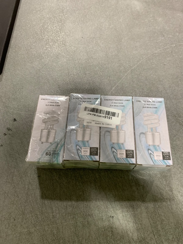 Photo 1 of Winkcao CFL Light Bulbs GU24 Base, T3 Spiral 13Watt (60Watt Equ) Soft White 2700K 900lm Compact Fluorescent Light Bulbs, UL Approved, 120v 60Hz, Self Ballasted CFL Bulbs, Pack of 4