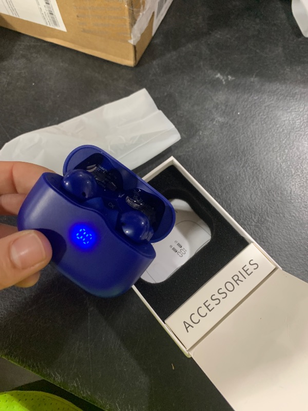 Photo 1 of Wireless Earbuds, Bluetooth 5.4 Headphones in Ear with HiFi Stereo Deep Bass, 4 ENC Noise Cancelling Mic Wireless Earphones 40H, in-Ear Earbud Bluetooth Dual LED Display IP7 Waterproof, Pure-Blue