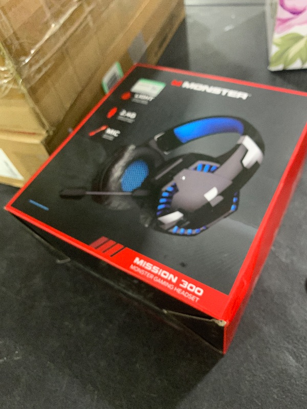 Photo 1 of Monster Mission 300 Wireless Gaming Headset, 2.4GHz/Bluetooth Gaming Headphones,Low Latency, Stereo, Audio Location Recognition, 48H Battery Life, Suitable for PS5, PC, PS4 and Other Gaming Devices