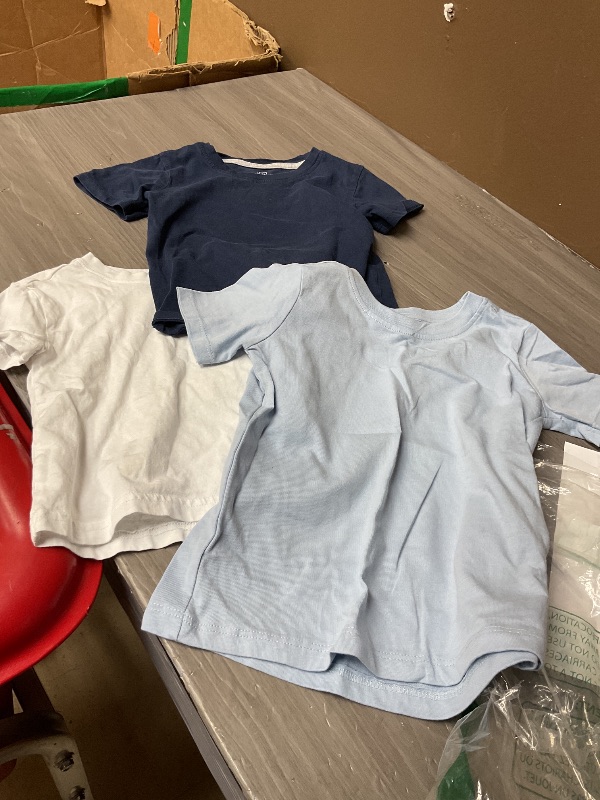 Photo 1 of HonestBaby Multipack Short Sleeve T-Shirt Tee 100% Organic Cotton Infant Baby, Toddler, Little Kids Boys, Girls, Unisex, 3 pack Pack Ombre Blues/ white, 3T
