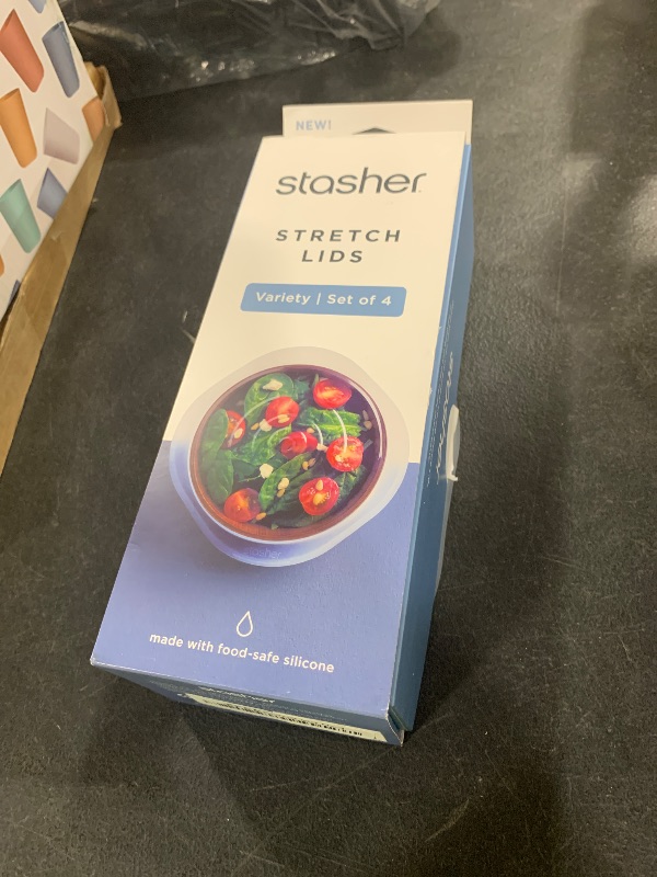 Photo 1 of Stasher Premium Reusable Silicone Stretch Lids Variety 4-Pack, Clear, 9, 6.5, 4.5, 2.5, Airtight Seal, Food Container Covers, BPA Free, Leak-free, Dishwasher Safe, Microwave Safe, Eco-Friendly