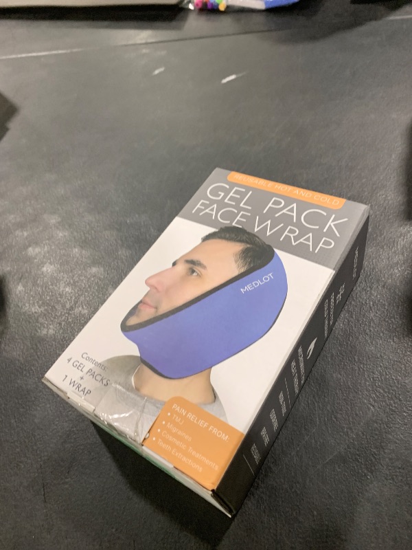Photo 1 of LotFancy Face Ice Pack Wrap for TMJ, Wisdom Teeth, with 4 Reusable Hot Cold Therapy Gel Packs, Pain Relief for Head, Oral and Facial Surgery, Dental Implants, Blue