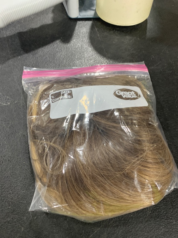 Photo 1 of Megito 18inch Hair Topper with Bangs Synthetic 6.5"X6.5" Big Base Cover Clip in Hairpieces for Women with Thinning Hair Add Volume Daily Use(Brown Blonde with Dark Root)