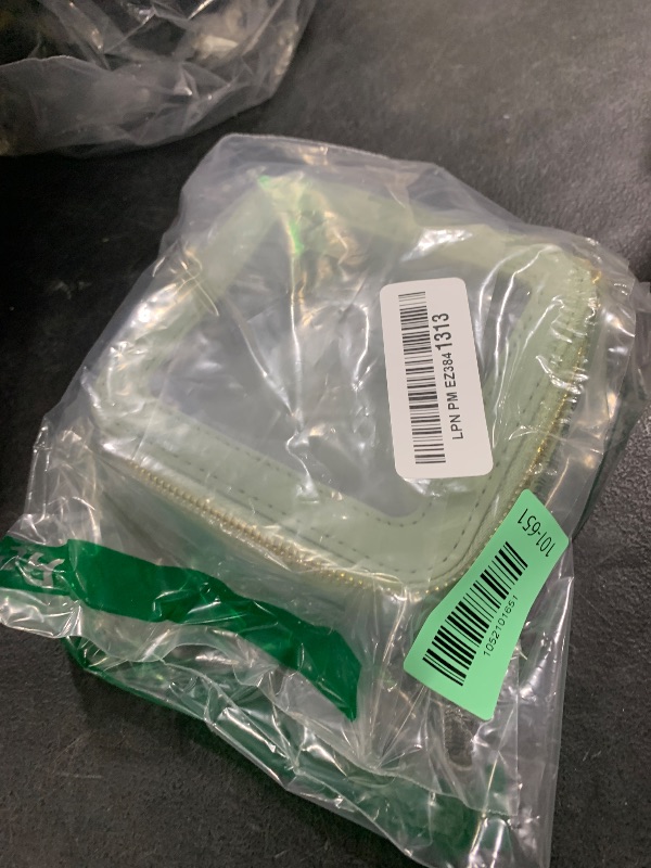 Photo 1 of Popvibe Small Clear Makeup Bag Mini Travel Cosmetic Case Transparent Toiletry Bag with Zipper, Portable Make Up Organizer Traveling Compact Car Bag for Essentials, Sage Green, Mini
