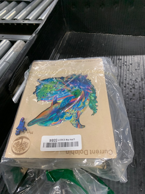 Photo 1 of MYS Aurora Wooden Puzzles, Dolphin Jigsaw Puzzles 500 Pieces, Unique Shaped Wooden Puzzles for Adults and Kids, Family Game 17.4 x 16.8 Inch