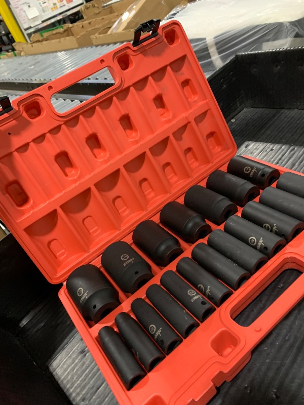 Photo 1 of DISEN 19Pcs 1/2" SAE Impact Socket Set, Deep Sockets 3/8"- 1-1/2", 6-Point Cr-V & Alloy Steel, 1/2 Inches Drive Impact Socket Set,Rugged Construction, Enhanced Storage Case