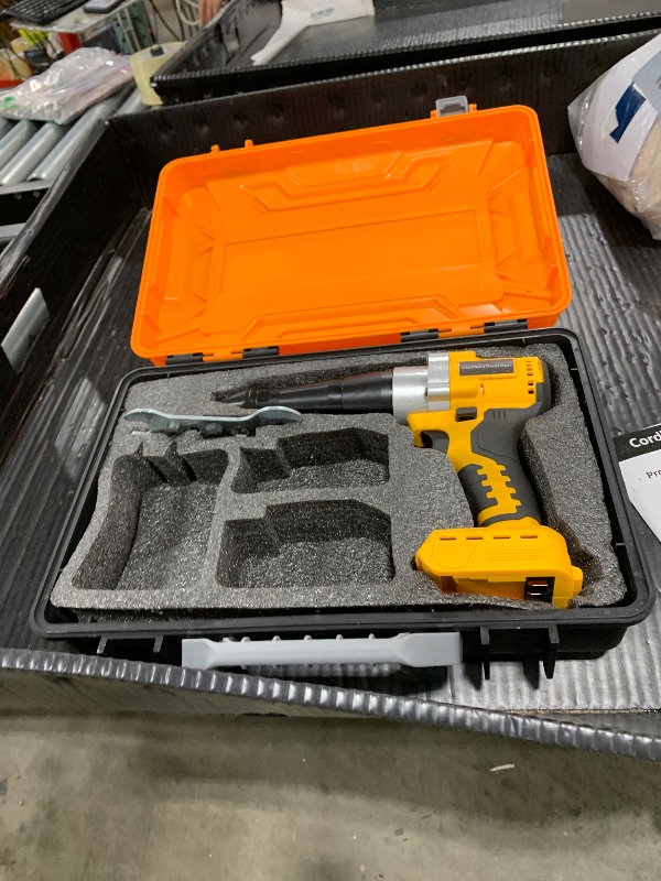 Photo 1 of Cordless Rivet Gun Tool for Dewalt 20V Max Battery, Brushless Electric Automatic Rivet Gun for Rivets 1/8'', 5/32'', 3/16", Pop Rivet Tool with 100PCS 5/32'' Rivets for Metal, Plastic (No Battery)
