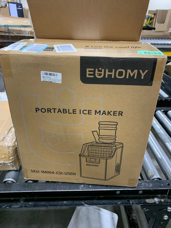 Photo 1 of EUHOMY Ice Cube Maker Machine Countertop, 2 Ways to Add Water, 45Lbs/Day 24 Pcs Ready in 13 Mins, Self-Cleaning Portable Compact, with Ice Scoop & Basket, Perfect for Home/Kitchen/Office/Bar