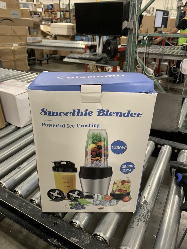 Photo 1 of Colarlemo 12-Piece Smoothie Blender Maker 25,000 RPM Personal Blender for Ice Crushing Smoothies & Frozen Drinks Nuts with 23oz, 32oz, 37oz Portable Cups Two 6-Leaf Stainless Steel Blades, Silver