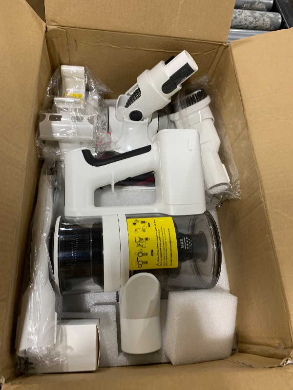 Photo 1 of Cordless Vacuum Cleaner, 80,000 RPM Motor and Power Filtration, Stick Vacuum with 2200 mAh Battery, 35 Mins Worktime, 2 Modes, Rotated Multi-Heads, Height-Adjustable Vacuum for Home (Harbor White)