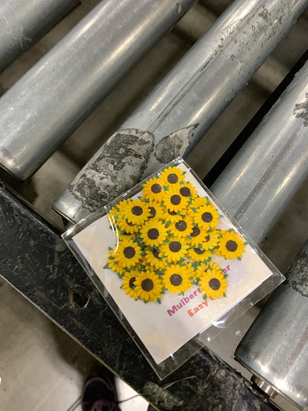 Photo 1 of Lindesa Set of 50 Yellow Sunflower Paper Flowers, Size 0.55 inches, Craft Supplies, Wedding Decor