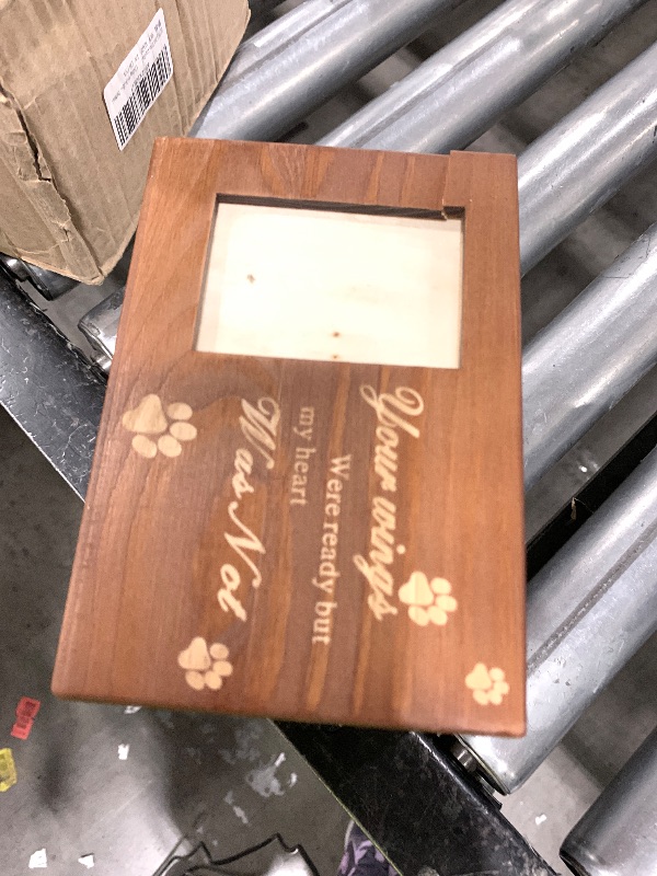 Photo 1 of Pet Memorial Urns for Dog or Cat Ashes, Large Wooden Funeral Cremation Urns with Photo Frame, Memorial Keepsake Memory Box with Black Flannel as Lining, Loss Pet Memorial Remembrance Gift