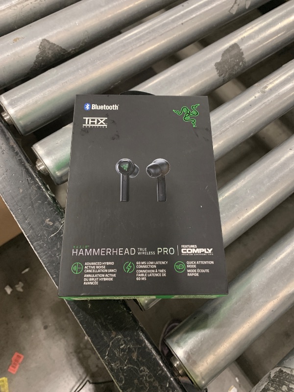 Photo 1 of Razer Hammerhead True Wireless Pro Bluetooth Gaming Earbuds: THX Certified - Advanced Hybrid Active Noise Cancellation - 60ms Low-Latency - Touch Enabled - <20 Hr Battery Life - Classic Black