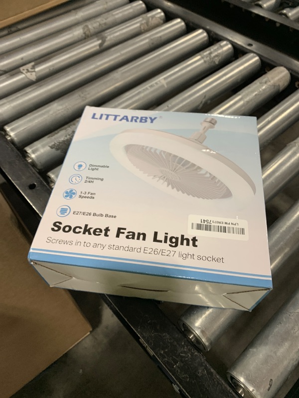 Photo 1 of Socket Fan Light with Remote Control, 3 Colors 3000K-6500K Dimmable LED Light Bulb Fan Screw in Ceiling Fan for Bedroom, Kitchen, Storage Room, Closet, Wireless Small Ceiling Fans with Lights - Black