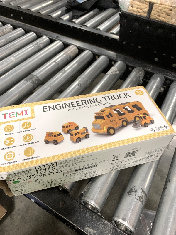Photo 1 of TEMI Construction Truck Toys for 3-7 Years Old Boys - Kids Friction Powered Car Toys for Toddler Ages 3-5, Carrier Play Vehicles Set with Sound and Light, Birthday Gifts for Toddlers 1-3