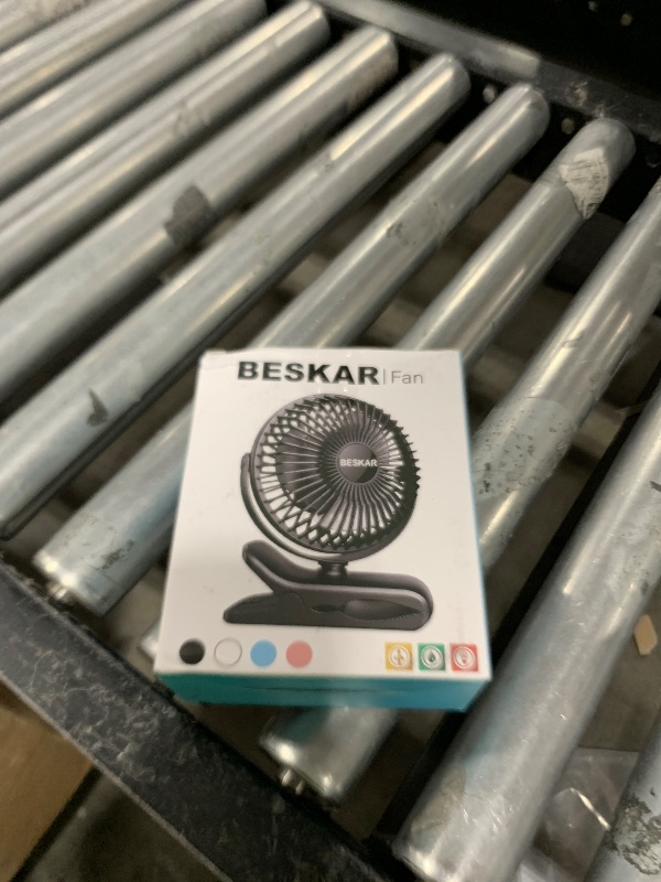 Photo 1 of BESKAR Portable Clip on Fan Rechargeable, 4 Speeds Small Battery Operated Fans, USB Desk Fan with Strong Airflow, Sturdy Clamp Fans for Golf Cart Office Outdoor Travel Camping