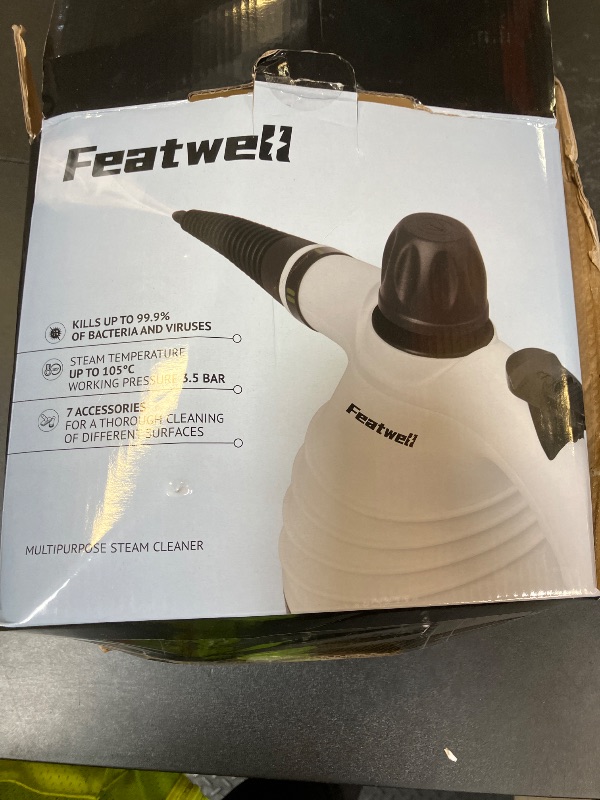 Photo 1 of Featwell Handheld Steam Cleaner, Pressurized Portable Multi-Surface Steam Cleaner with 12 pcs Accessories, Multi-Purpose Portable Steamer for Cleaning Dirt, Grease, Tile, Floor, Couch, Car