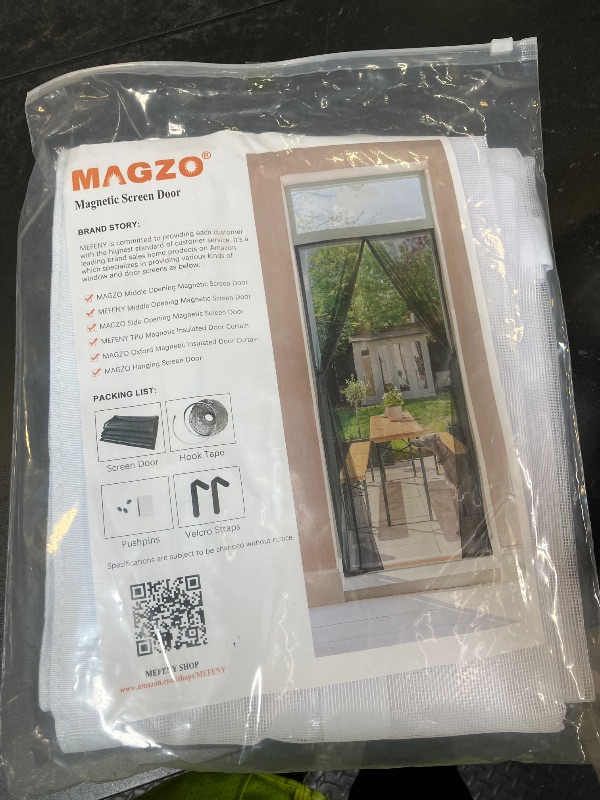 Photo 1 of MAGZO Magnetic Screen Door White, Fits 30'' x 80'' Door, Tear-Resistant High-Density Fiber Mesh, Pet&Kids Friendly, Keep Annoying Creatures Out, Easy Install, with Keep Open Straps, Enjoy Fresh Air