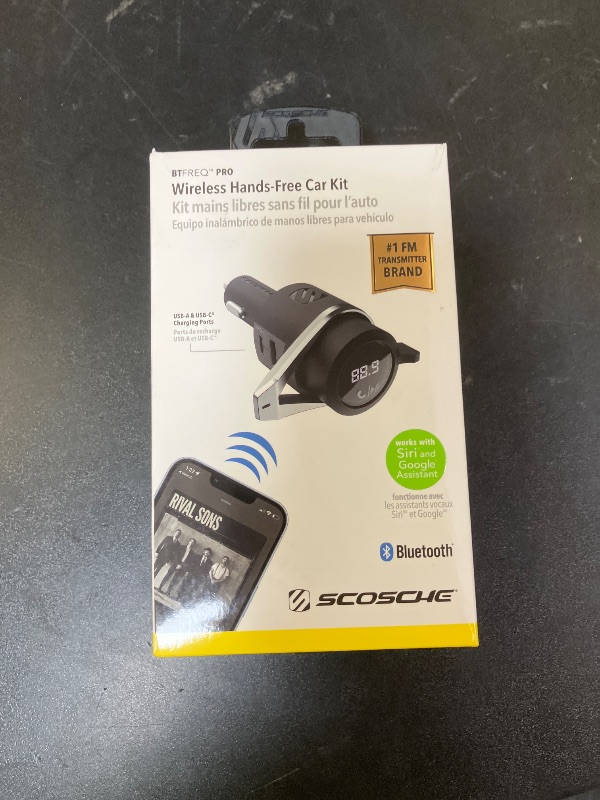 Photo 1 of Scosche BTFMPD3SR FM Bluetooth Radio Transmitter for Car, Hands-Free Kit with Dual USB Charging Ports, 12W USB-A + 20W Fast Type-C Car Charger, Wireless Adapter for Calls, Siri and Google Assistant