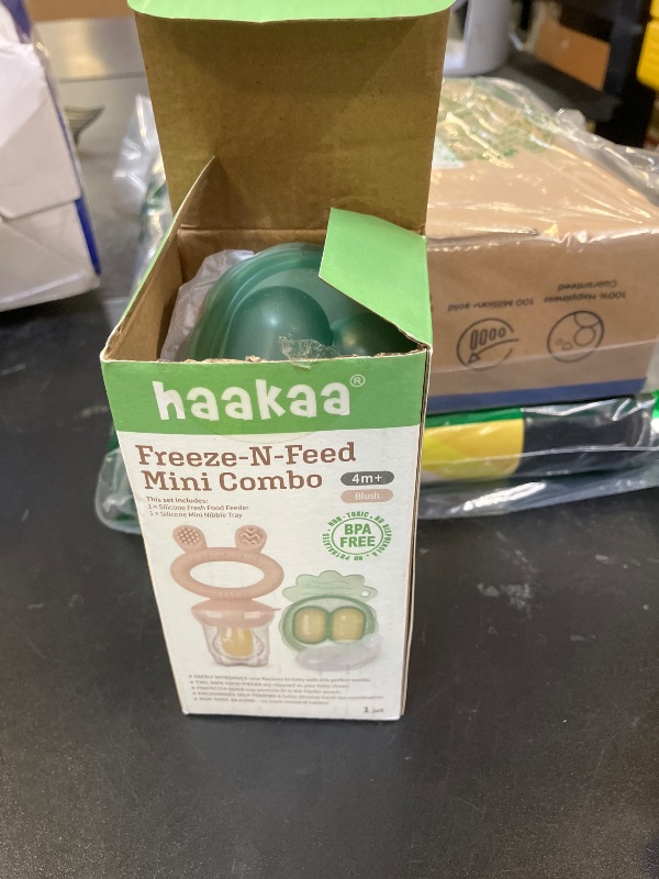 Photo 1 of Haakaa Baby Fruit Food Feeder & Mini Freezer Nibble Tray Combo, Breastmilk Popsicle Molds for Baby Cooling Relief, BPA Free Silicone Feeder for Safe Infant Self Feeding, 4 Month+ (Blush)