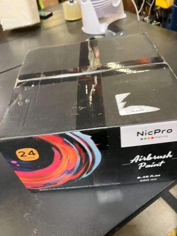 Photo 1 of Nicpro 24 Colors Airbrush Paint (8.45 oz, 250 ml) with 1 Thinner, Large Bulk Ready to Spray Airbrush Paint Set, Opaque Water-Based Acrylic Air brush Paints for Model, Metal, Plastic, Wood, Canvas