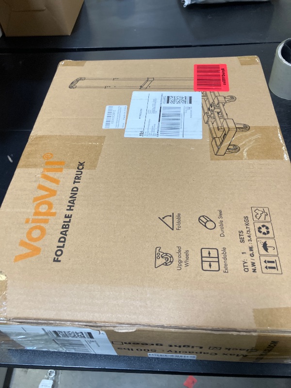 Photo 1 of Voipvvii Folding Hand Truck 500lbs, Portable Heavy Duty Dolly Cart, 6 Wheels Collapsible Luggage Cart with 2 Elastic Ropes - Compact Trolley Cart for Easy Moving - Ideal Hand Cart for Travel and More
