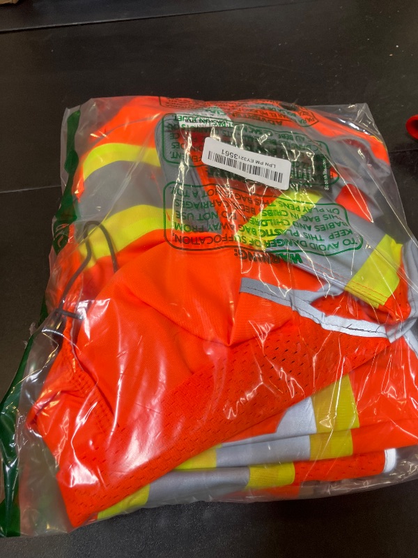 Photo 1 of Radians SV55 Class 2 Heavy Woven Two Tone Engineer Vest with Padded Neck to Support Extra Weight in Cargo Pockets, Orange, X-Large