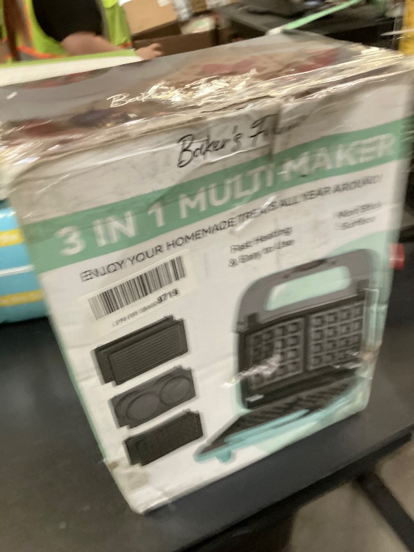 Photo 1 of Baker’s Friend 3 in 1 Mini Waffle Maker with Removable Plates, Mini Pancake Maker, Grilled Cheese Maker, Breakfast Sandwich Maker Press, Mini Indoor Grill, Belgian Waffle Maker, Aqua