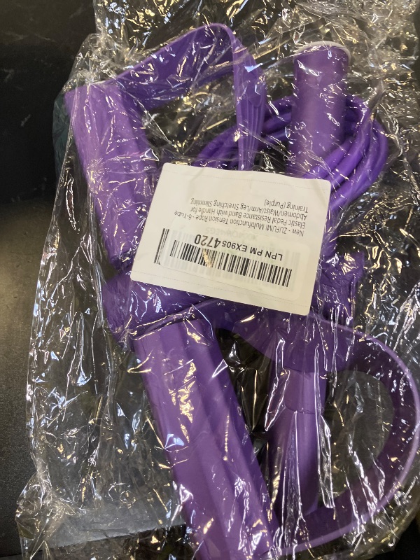 Photo 1 of ZUFUMI Multifunction Tension Rope - 6-Tube Elastic Pedal Resistance Band with Handle for Abdomen/Waist/Arm/Leg Stretching Slimming Training (Purple)