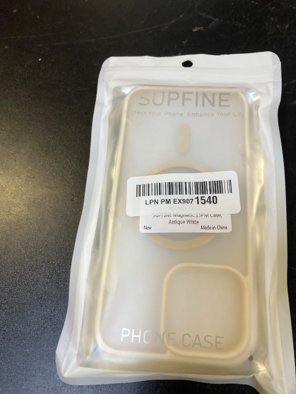 Photo 1 of SUPFINE Magnetic for iPhone 15 Pro Max Case (Compatible with MagSafe) (Military Grade Drop Protection) Slim Translucent Matte Shockproof with Anti-Fingerprint Phone Case,Antique White