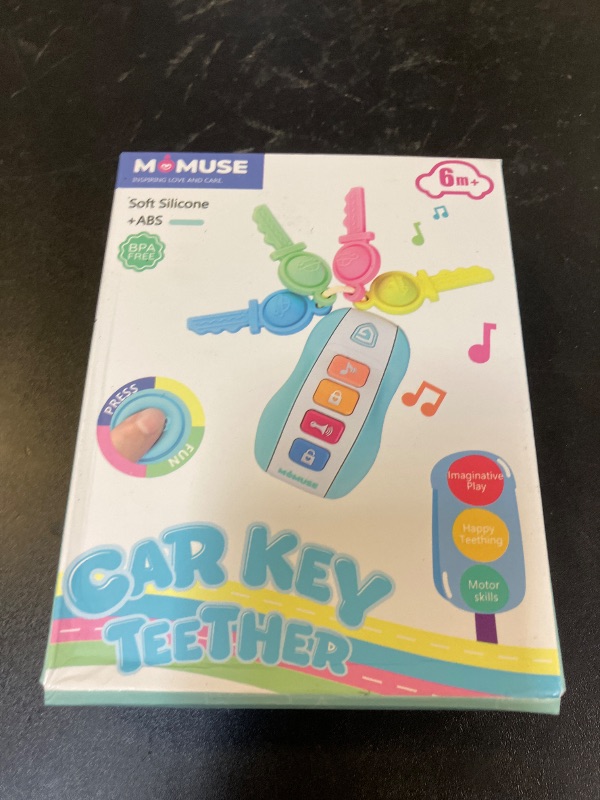 Photo 1 of MOMUSE Baby Teething Relief Toys for 6-12 Months, Baby Teether Keys Car Musical Toy for 6 9 12 18 36 Months, Food Grade Silicone Sensory Chew Toy Travel Toys Gifts for Infant Baby Boys & Girls
