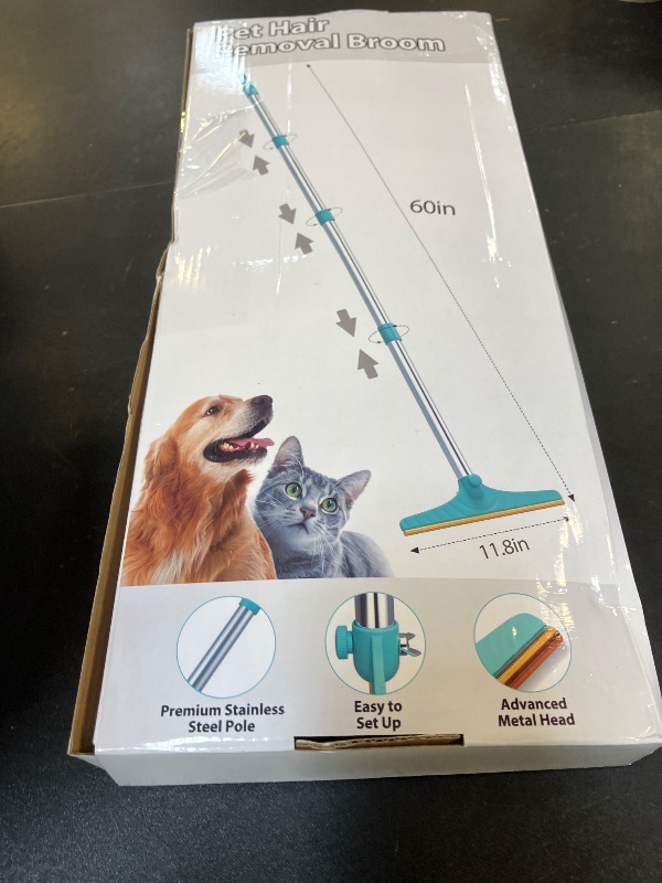 Photo 1 of B-Land Carpet Rake for Pet Hair Removal, Reusable Pet Hair Remover with 60” Adjustable Long Handle, Carpet Scraper Dog Cat Hair Remover Tool for Rugs, Mats
