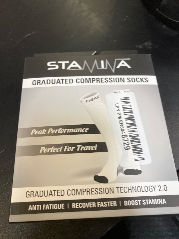 Photo 1 of Physix Gear Compression Socks - Best Men & Womens Compression Socks for Circulation, Running, Nurses, Athletic Use Sock Compression, Blood Pressure Socks, Calcetines de Compresion, All, White, L/XL