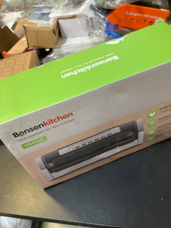 Photo 1 of Bonsenkitchen Vacuum Sealer Machine, Powerful Low-Noise Food Vacuum Sealer for High-Speed Continuous Working, Handle Locked Design, Built-in Cutter, 2 Bag Rolls + 100 PCS Vacuum Bags