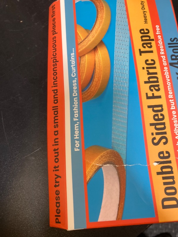 Photo 1 of YINTTIAN Double Sided Fabric Tape Heavy Duty for Hem, Fashion Dress, Cloth, Curtains, High Adhesive Sticky but Removable, No Sewing or Ironing Need, 0.31in x 33FT/10m x 4Rolls