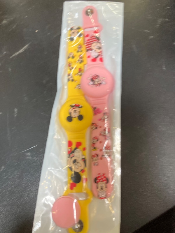 Photo 1 of Waterproof AirTag Bracelet for Kids [2 Pack], Cute Cartoon Airtag Holder for Kids with Full Coverage Hidden Design, Silicone Airtag Wristband for Child, Healthy Material Pink + Yellow