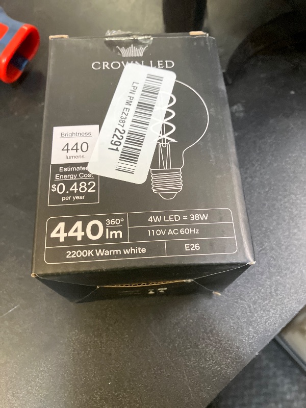 Photo 1 of CROWN LED E27 Vintage Light Bulbs - Warm White Glass Edison Screw Bulb - E-Class Energy Efficient Equivalent to 38W - Retro Decorative Lighting for Home and Interior Spaces, 5.6”x2.5”x2.6”