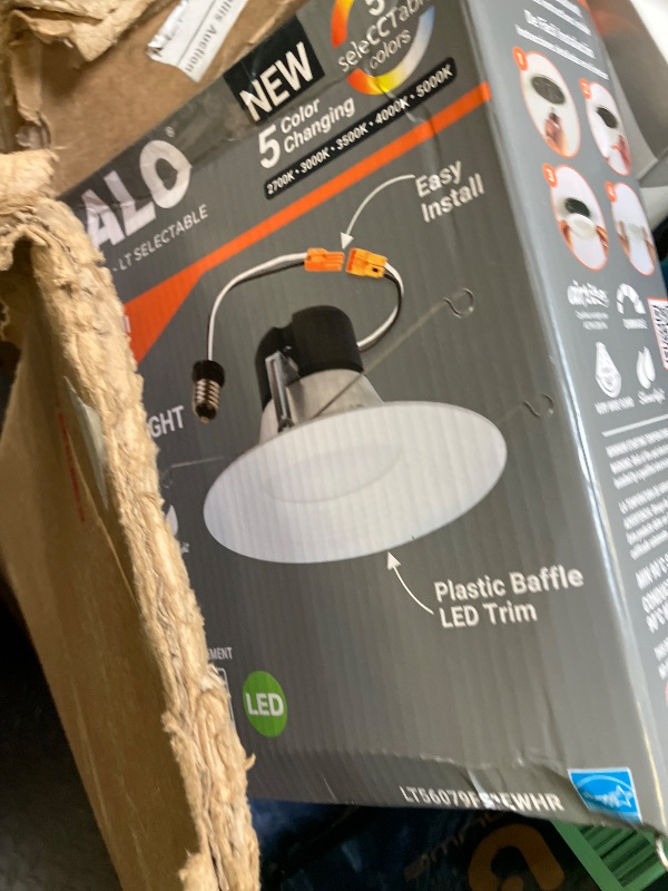 Photo 1 of HALO LT 5 Inch / 6 Inch LED Recessed Light Trim, 5 Color Temperatures, Dimmable Baffle Can Light - LT56079FS1EWHR
