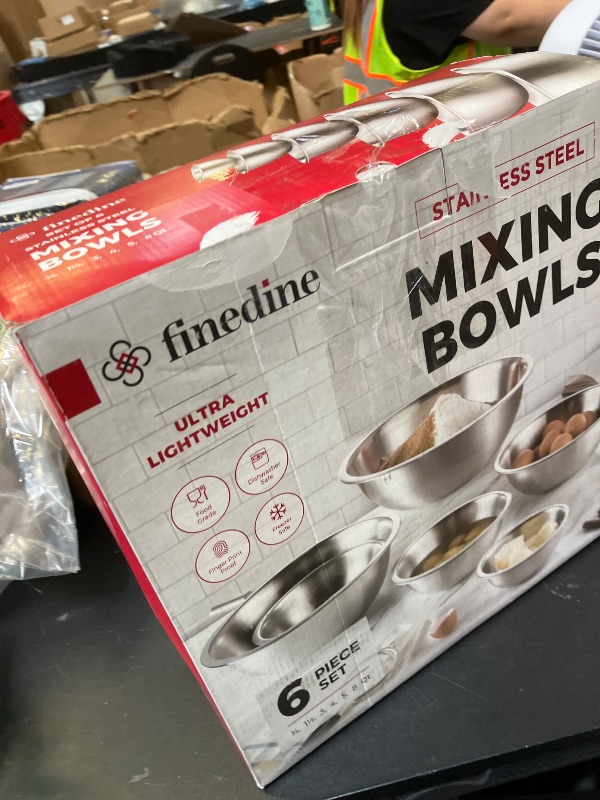 Photo 1 of FineDine Stainless Steel Mixing Bowls Set, Dishwasher Safe, Up To 8 Quart Metal Mixing Bowls For Kitchen, Nesting, Large, Small, Big Food Prep, Cooking, Baking
