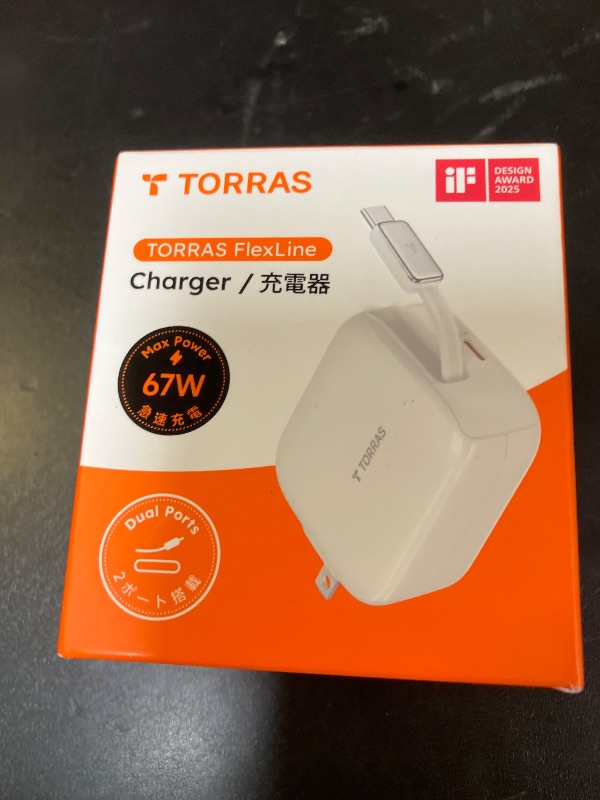 Photo 1 of TORRAS FlexLine 67W Retractable USB C Charger Block,for iPhone 17 Charger Fast Charging, GaN ? USB C Cable with Dual-Port for MacBook Pro/Air,iPad, Samsung Galaxy S25 Ultra/iPhone 17 Pro Max, 39.37in