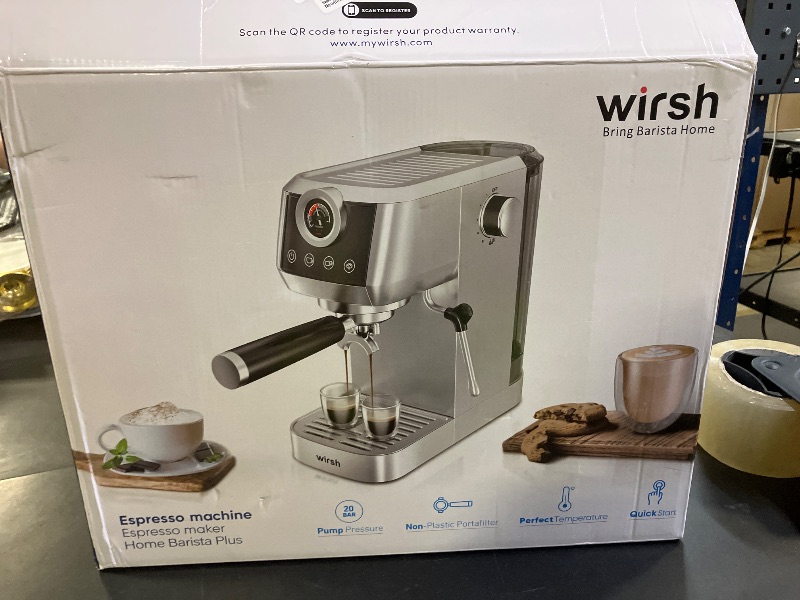 Photo 1 of wirsh Espresso Machine, 20 Bar Semi-Automatic Espresso Maker with Pressure Gauge, Steam Wand, Stainless Steel Expresso Coffee Machine for Espresso/Latte/Cappuccino, Touch Screen,Home Barista Plus