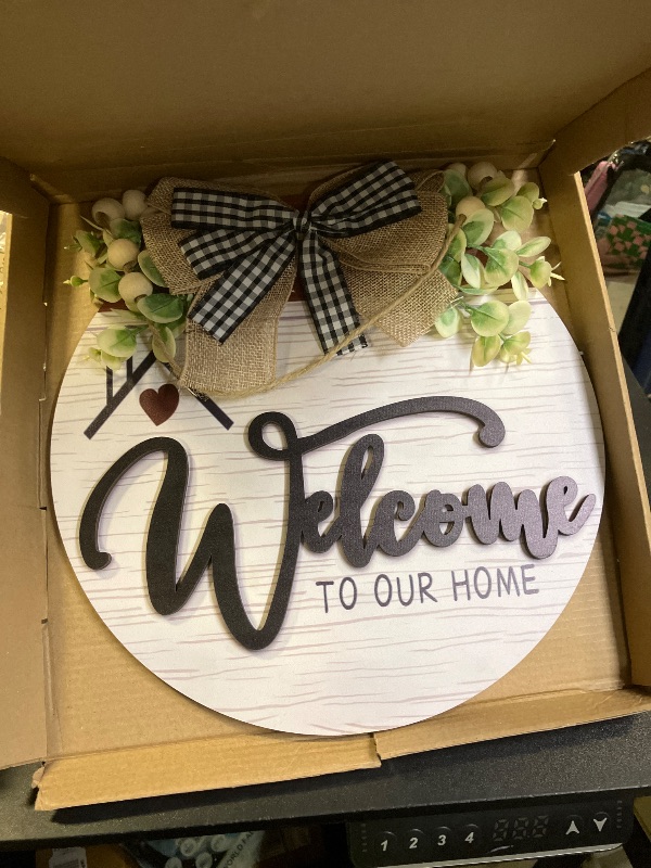 Photo 1 of 12 Inch 3D Welcome Sign for Front Door- Farmhouse Welcome Door Sign for Front Porch Decor?Wooden Door Decorations Outdoor Hanging Home Signs?Door Wreaths for Front Door Outside All Season