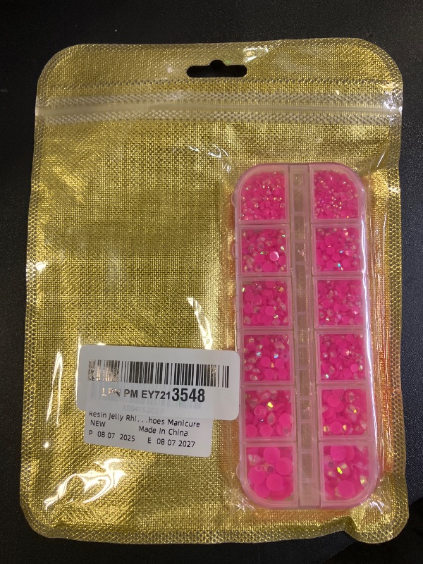 Photo 1 of Resin Jelly Rhinestones for Crafting with B7000 Jewelry Glue, 1 Box Hot Pink AB Flatback Crystal with 3Pcs 10ml Glue, Bedazzling Non Hotfix Gems for DIY Tumblers Clothing Shoes Manicure
