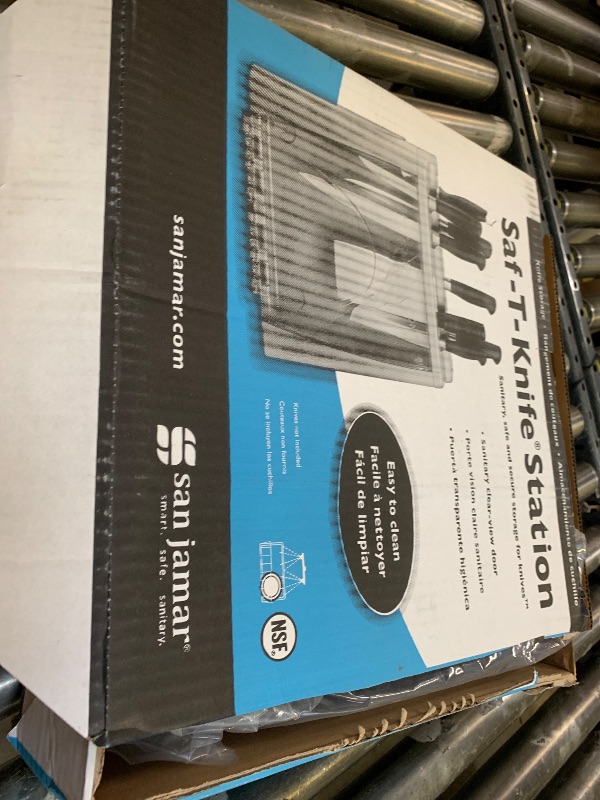 Photo 1 of San Jamar Saf-T-Knife Station, Knife Holder for Commercial Kitchen and Restaurant, Plastic, 15 x 4.25 Inches, Gray