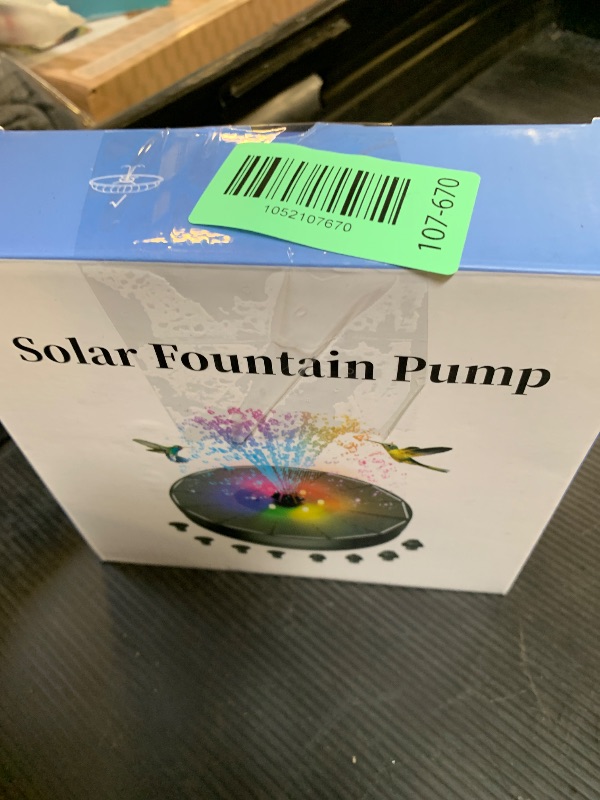 Photo 1 of AMIAEDU Solar Fountain, Powered Water 4W Pump for Bird Bath with LED Lights, 7 Nozzle and Fixer Hummingbird Garden, Pond, Pool, Fish Tank, , Black