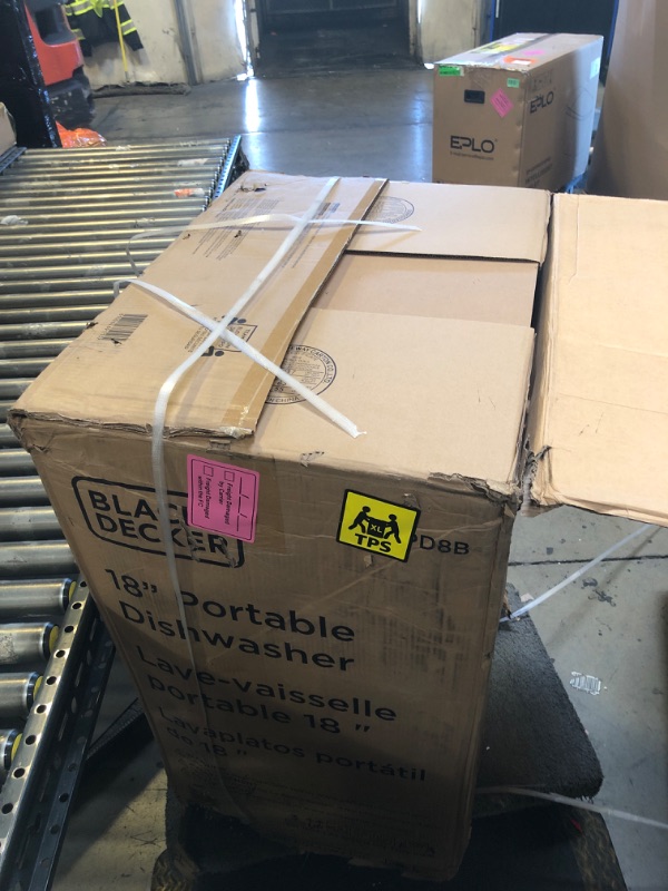 Photo 1 of PORTABLE DISHWASHER ON WHEELS 18” WITH WORKTOP SPACE 8 PLACE-SETTING CAPACITY STAINLESS STEEL WITH FAUCET CONNECT BLACK+DECKER