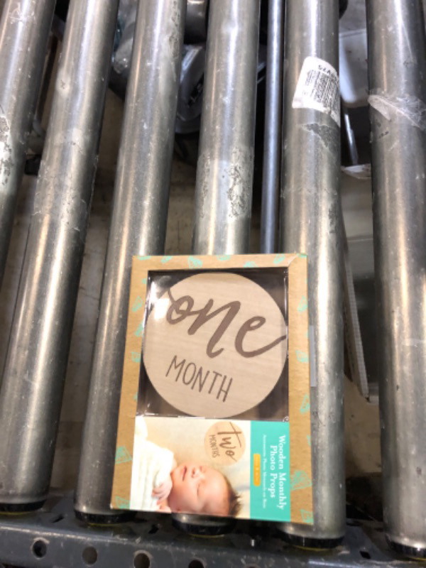 Photo 1 of Kate & Milo Baby Monthly Milestone Marker Discs - Classic Cursive Script Wooden Discs with Reversible Photo Props for Baby Announcement and Milestones, Gender-Neutral Gift for Newborn Boy and Girl